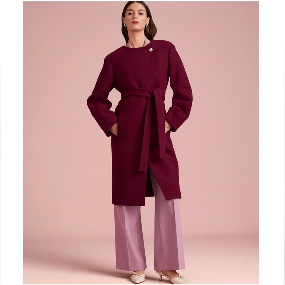 NEW Ann Taylor Stylish Classy Wool Winter Coat | Balloon Sleeves, Waist Tie